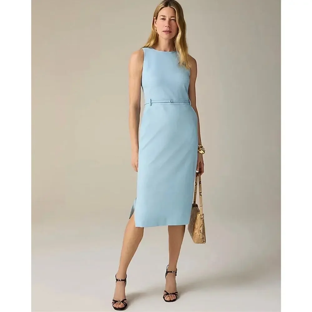 J Crew Womens Italian Stretch Merino Wool Blend Simone Dress CI468 Sz 2 Blue NWT